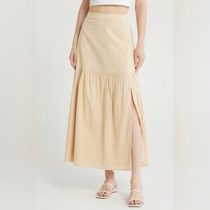 A layered maxi skirt made from 100% cotton, perfect for sunny weather.